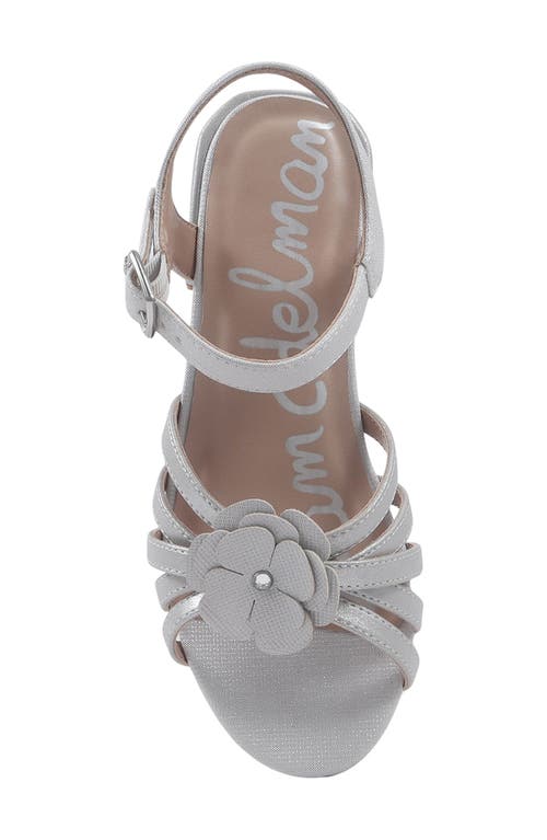 Sam Edelman Kids' Calla Floral Ankle Strap Sandal In Silver