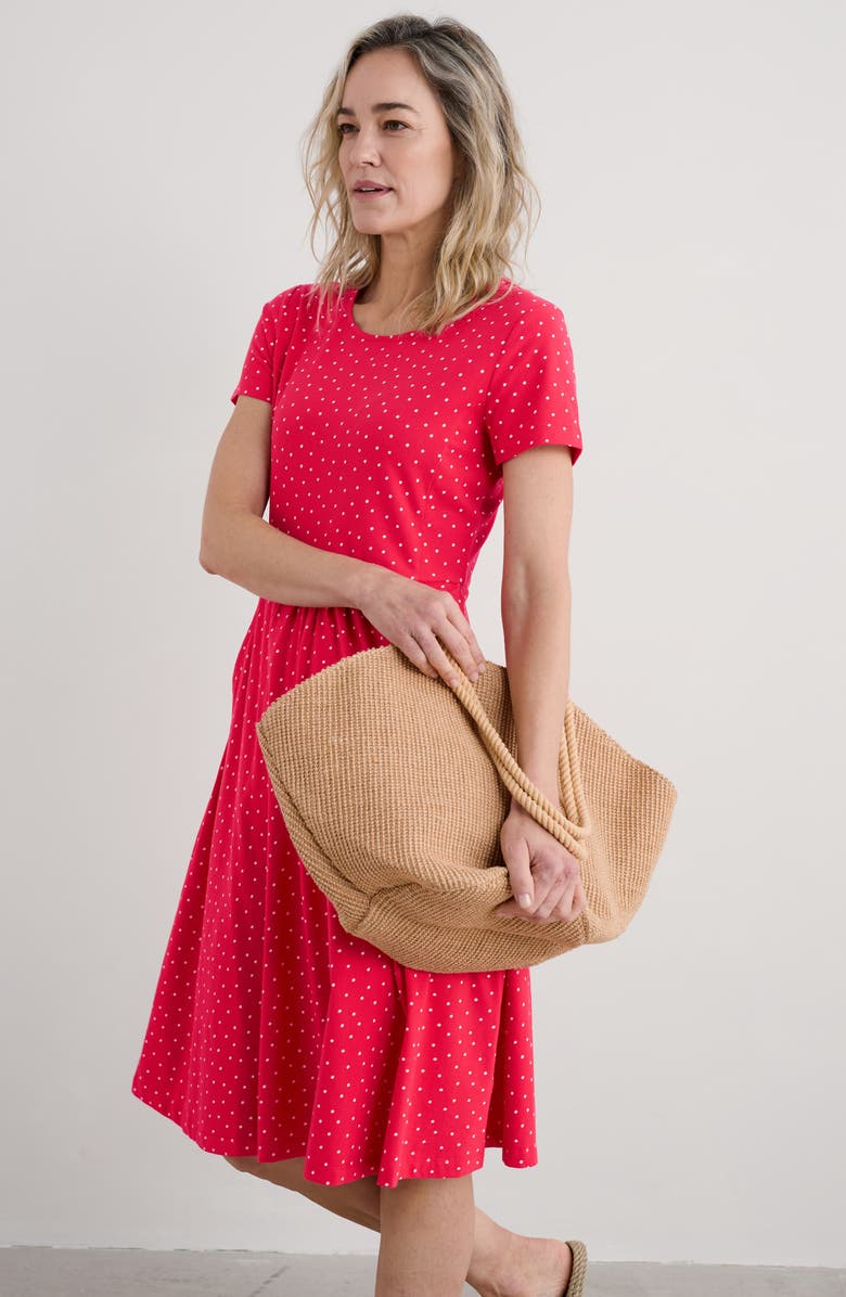Seasalt Cornwall April Polka Dot Jersey Dress, Alternate, color, Rustic Spot Raspberry