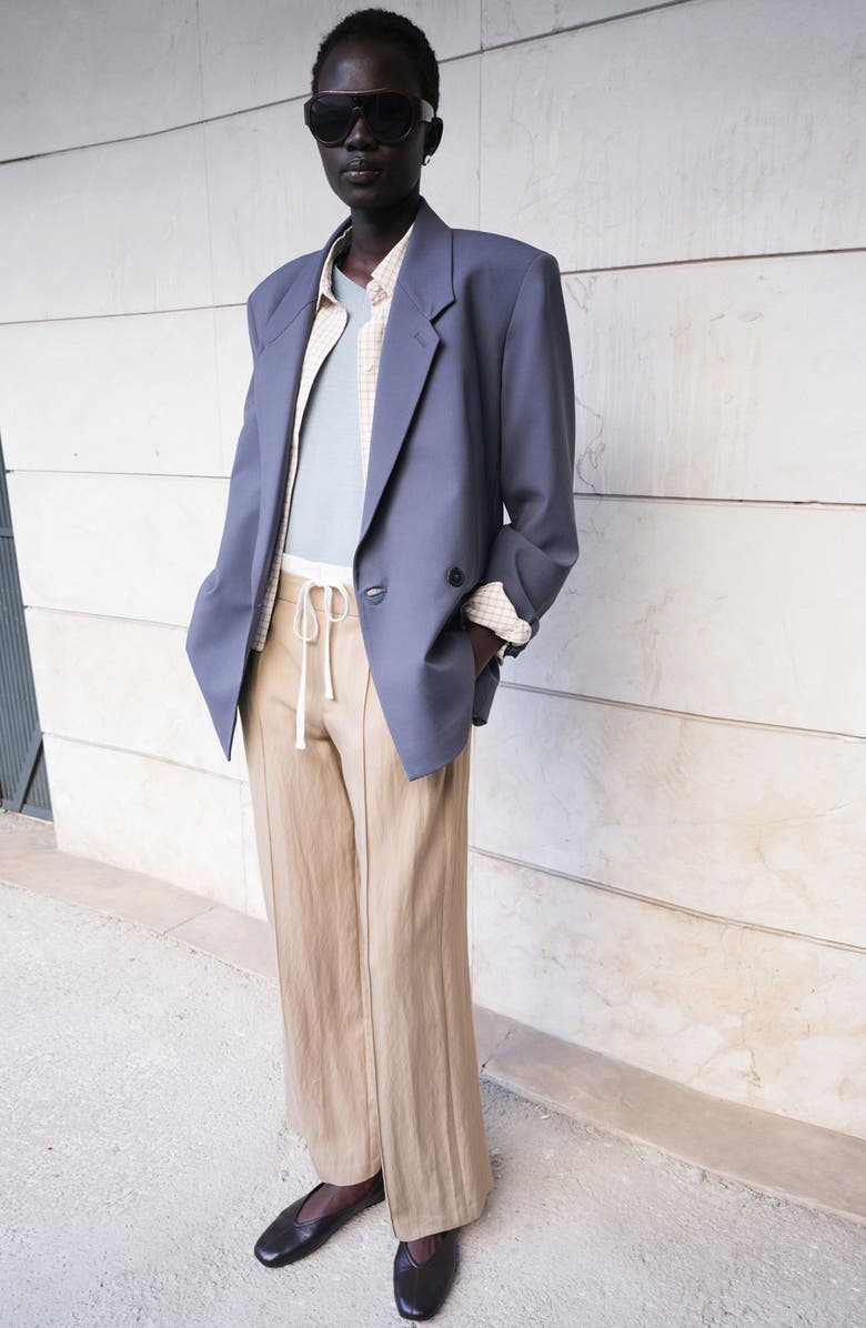 MANGO Pleat Front Wide Leg Pants, Alternate, color, 