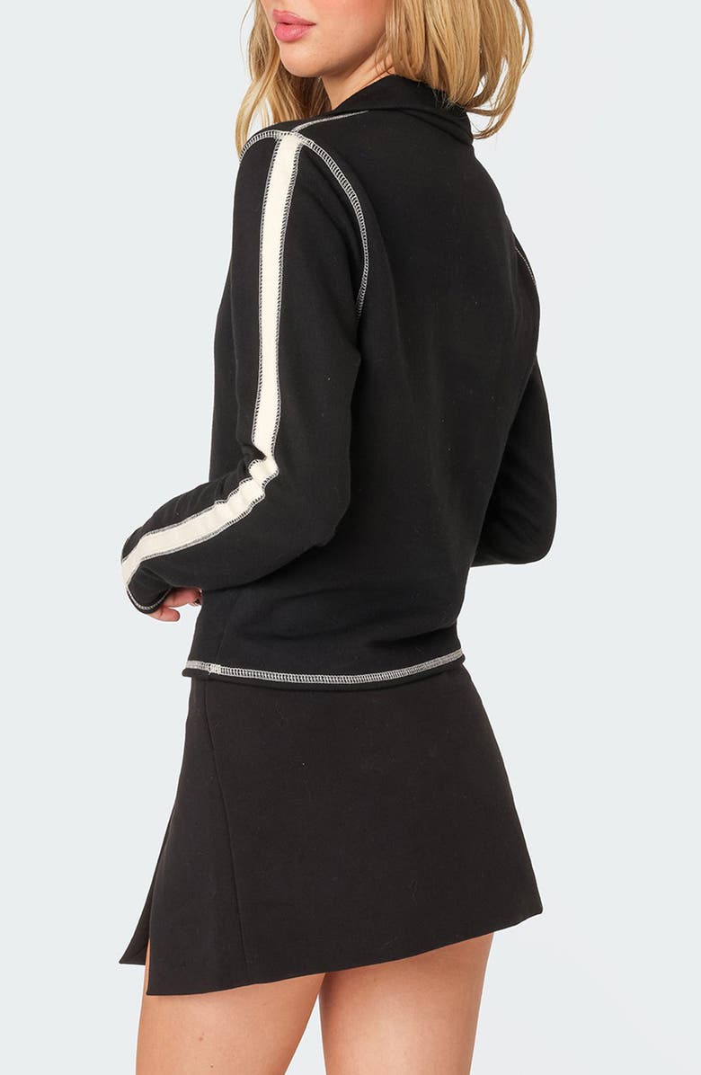 EDIKTED Gio Contrast Stitch Cotton Sweatshirt, Alternate, color, Black