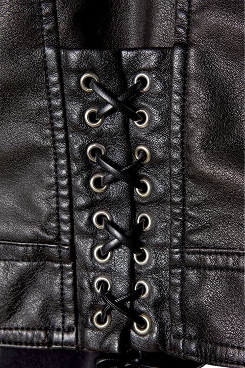 Warehouse Oversized Whipstitch Leather Look Jacket In Black