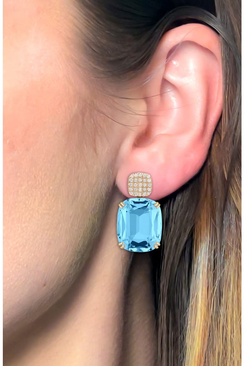 Gossip Cushion Cut Drop Earrings, Alternate, color, PALE BLUE