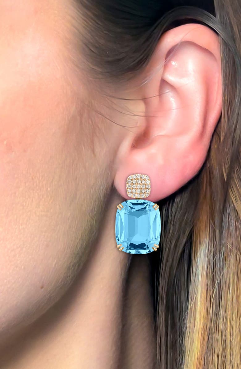 GOSHWARA Gossip Cushion Cut Drop Earrings, Alternate, color, Pale Blue
