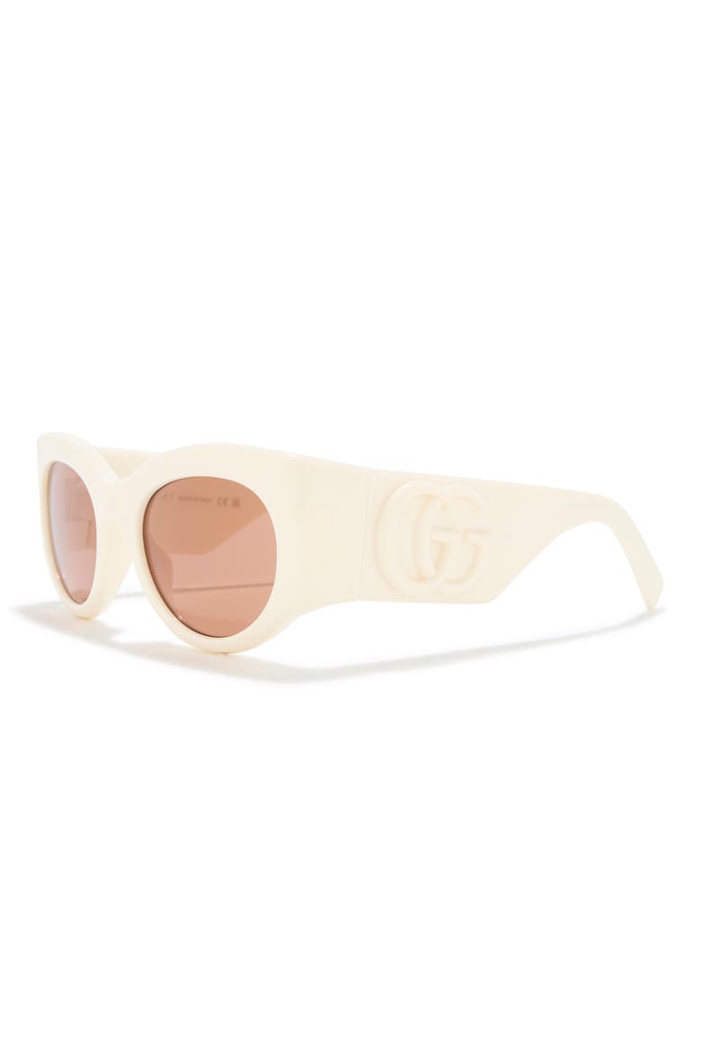 53mm Modified Cat Eye Sunglasses, Alternate, color, IVORY IVORY BROWN