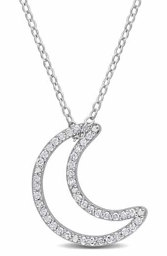 Delmar Sterling Silver Diamond Moon Pendant Necklace - 0.20 ctw