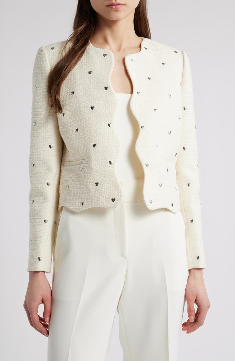 Elie Tahari The Celia Heart Tweed Jacket, Main, color, 
