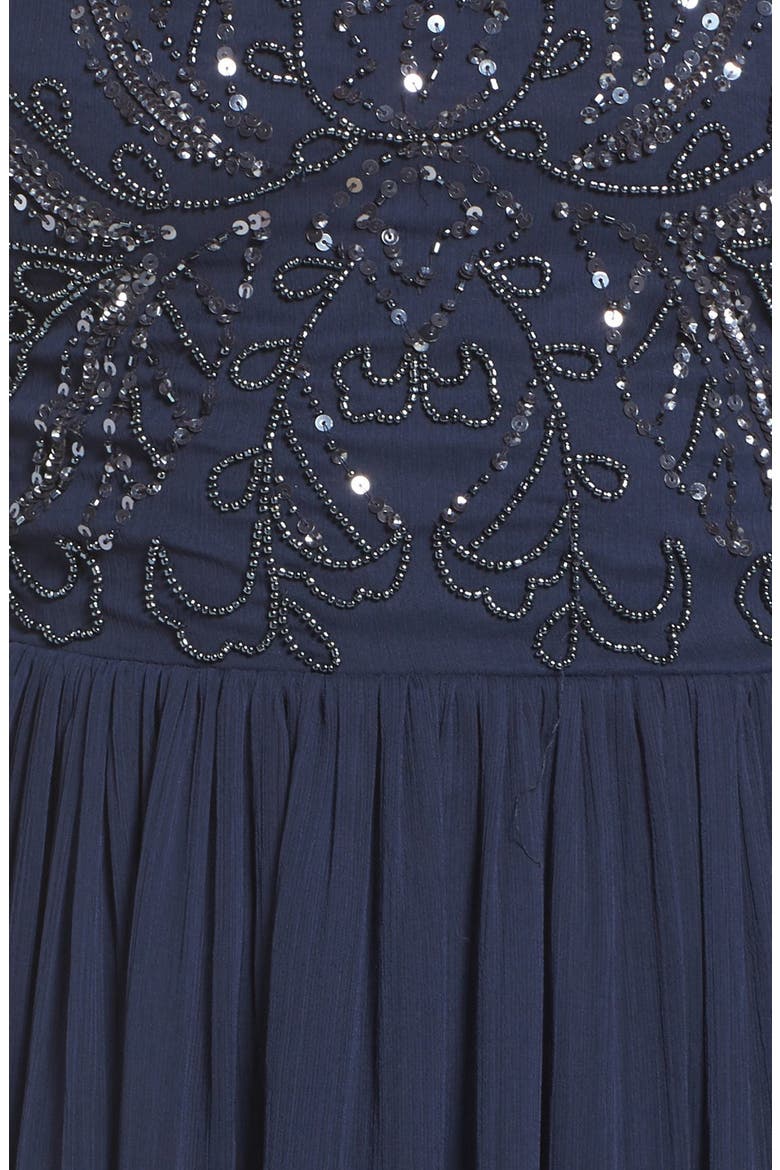 Embellished Bodice Chiffon Gown, Alternate, color, NAVY