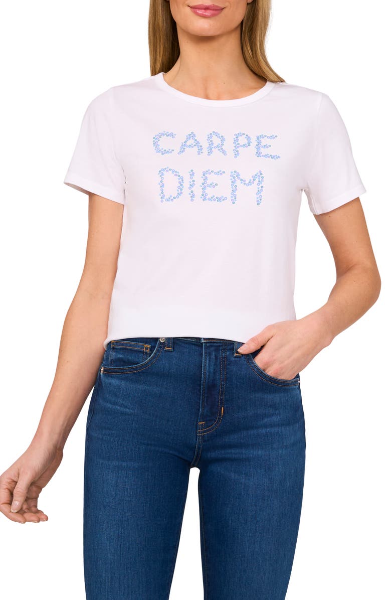 CeCe Carpe Diem Cotton T-Shirt, Main, color, 
