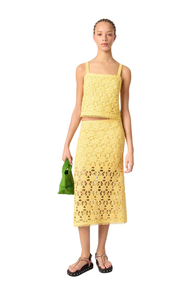 maje Crochet maxi skirt, Main, color, Yellow Banana
