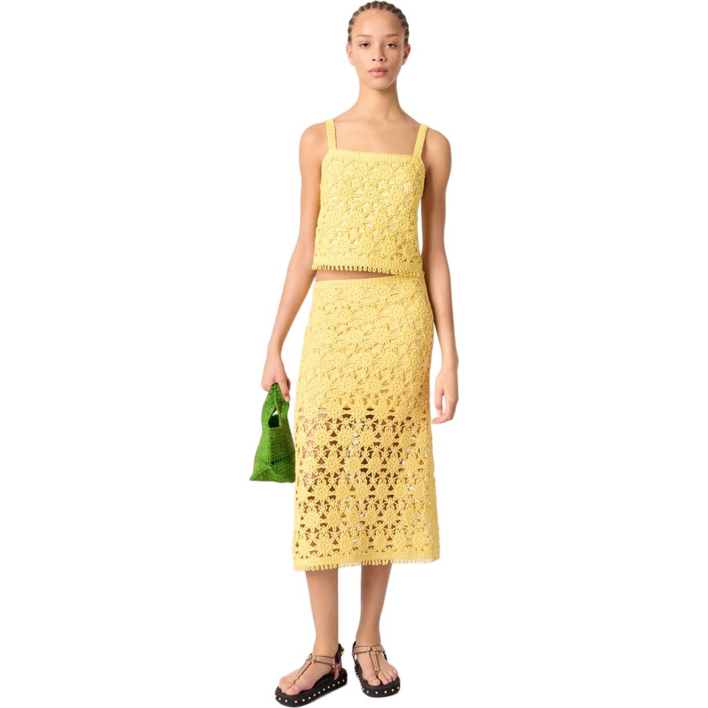 Maje Crochet Midi Skirt