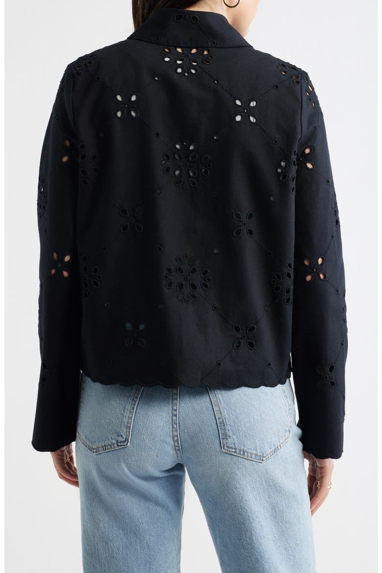 Eyelet Lace Jacket, Alternate, color, BLACK
