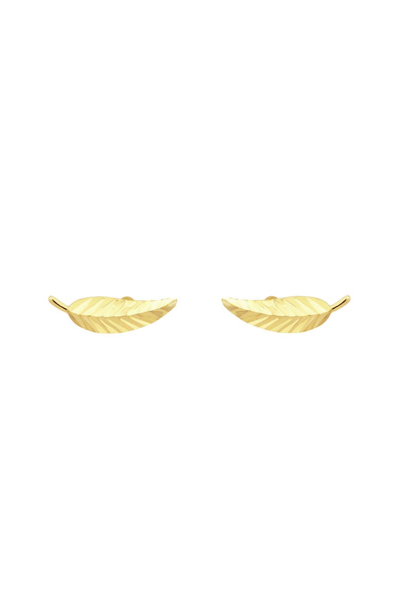 The Lovery Fine Jewelry Gold Leaf Stud Earrings, Alternate, color, Yellow Gold