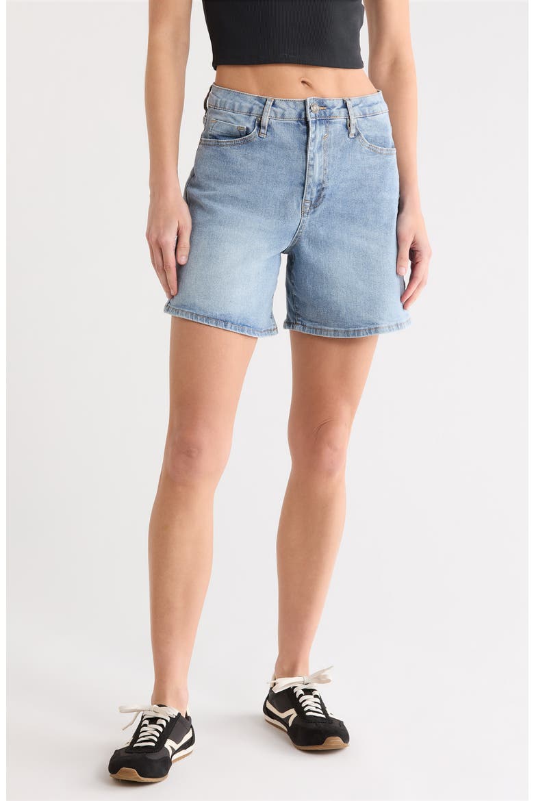 High Waist Denim Shorts, Main, color, MEDIUM WASH