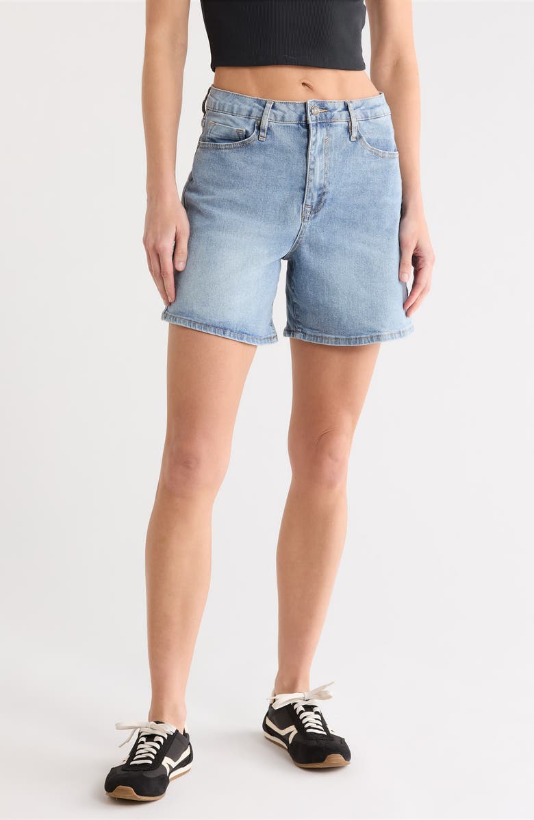 Vigoss High Waist Denim Shorts, Main, color, Medium Wash
