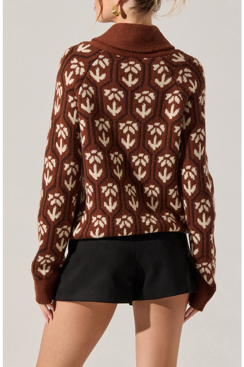 Marcenia Shawl Collar Cardigan, Alternate, color, BROWN FLORAL