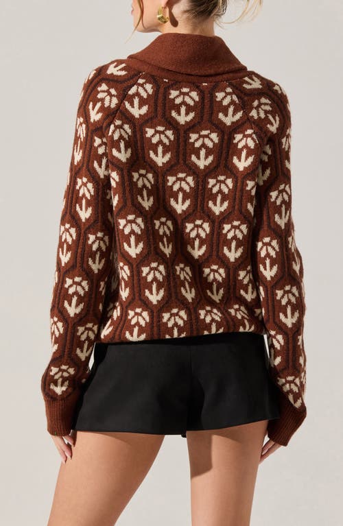 Astr The Label Marcenia Shawl Collar Cardigan In Brown