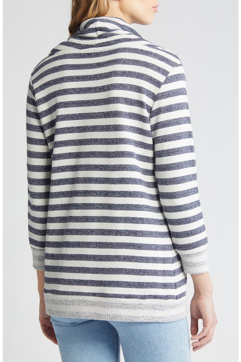 Cowl Tie Stripe Pullover, Alternate, color, NAVY WHITE