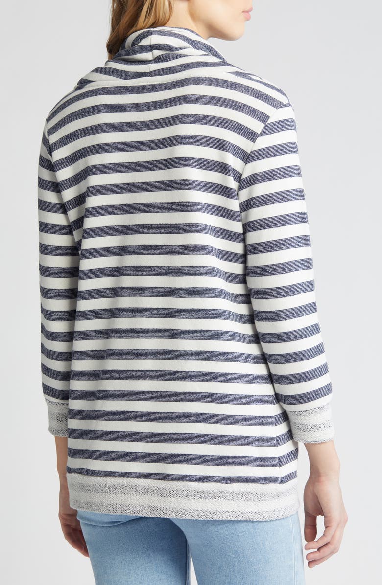 Loveappella Cowl Tie Stripe Pullover, Alternate, color, Navy White