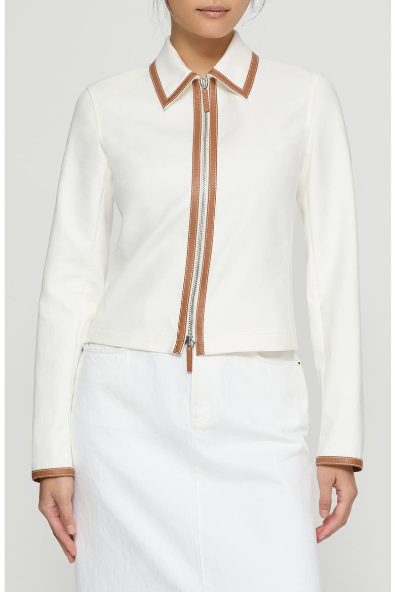 Collared Cotton Twill Zip Jacket, Main, color, WHITE