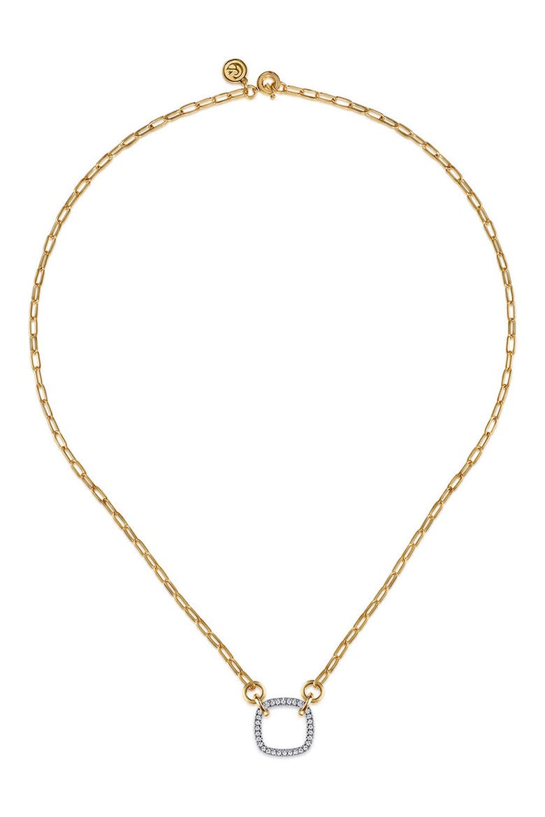 Open Diamond Cushion Pendant Necklace, Alternate, color, TWO TONE