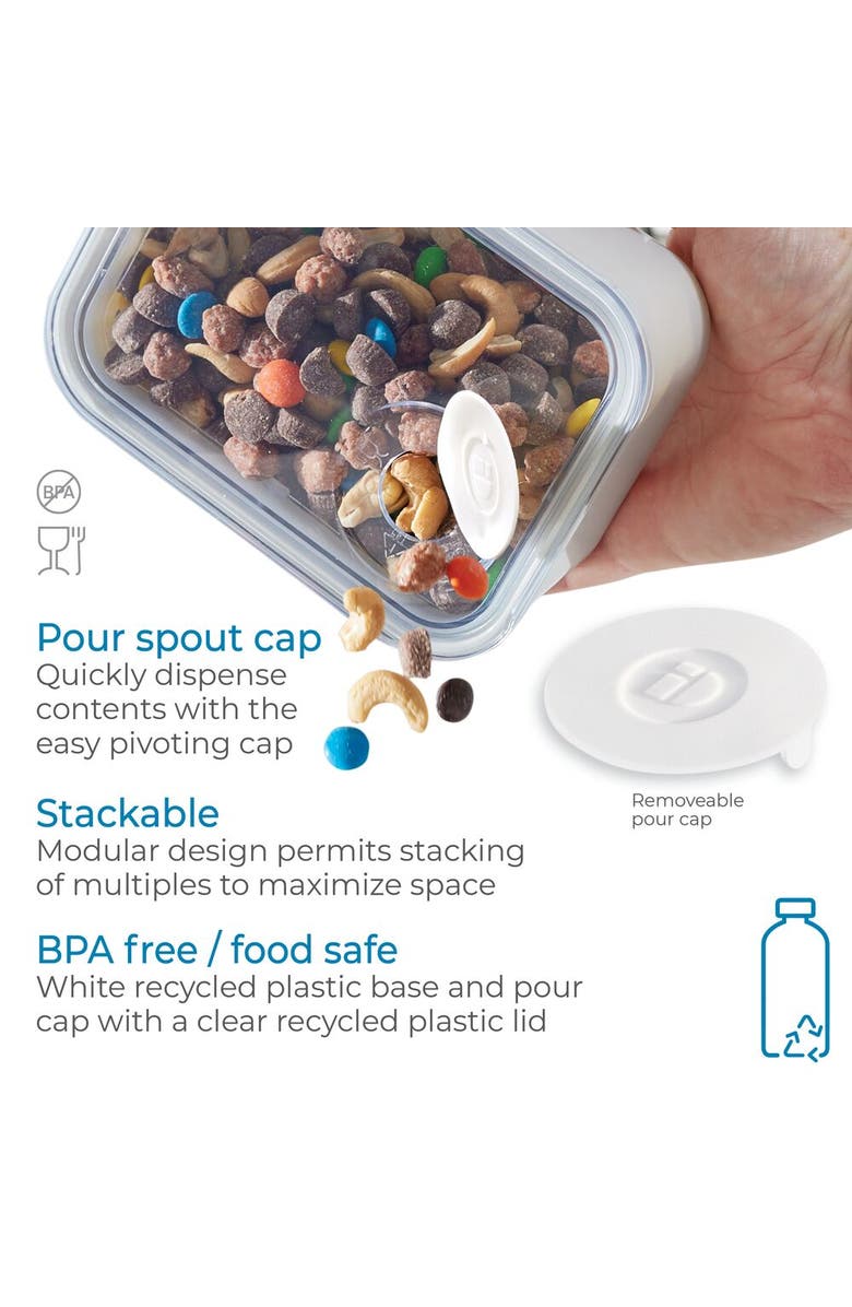 iDesign Small Canister with Removable Pour Cap - Set of 4 - White, Alternate, color, White/Clear