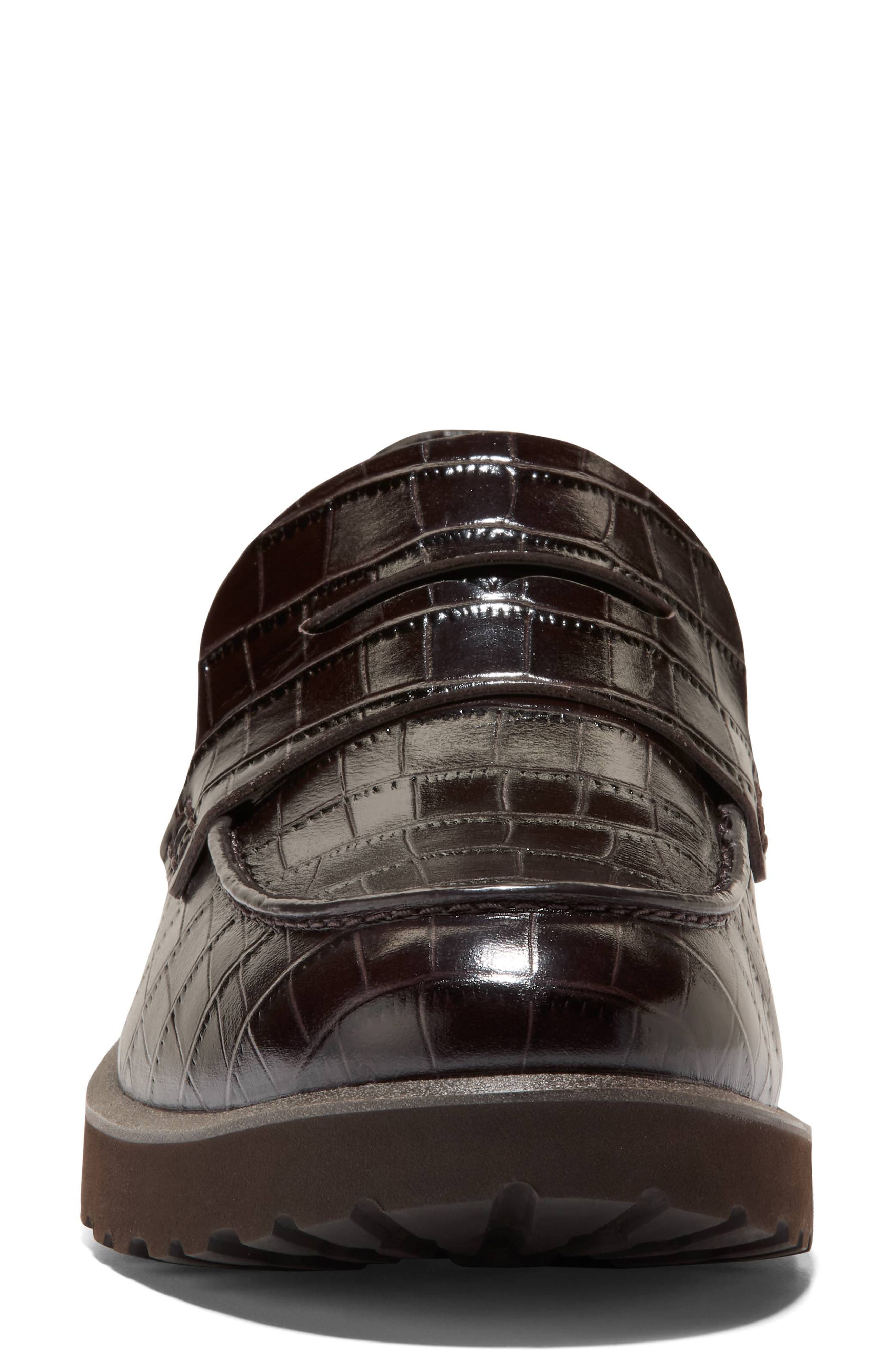 Gwendolyn Penny Loafer, Alternate, color, DARK CHOCOLATE CROC PRINT
