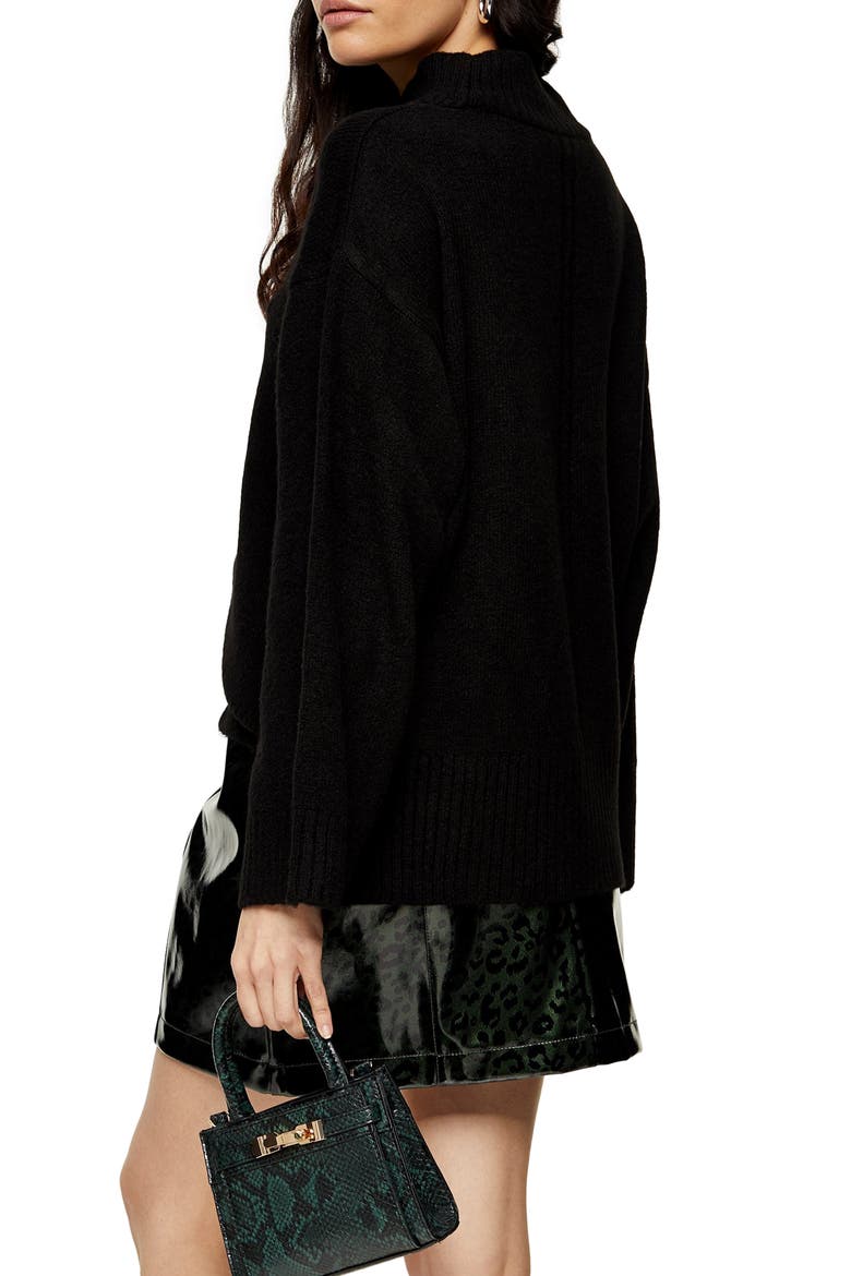 Mock Neck Sweater, Alternate, color, BLACK