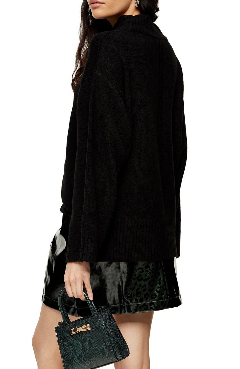 Topshop Mock Neck Sweater, Alternate, color, 