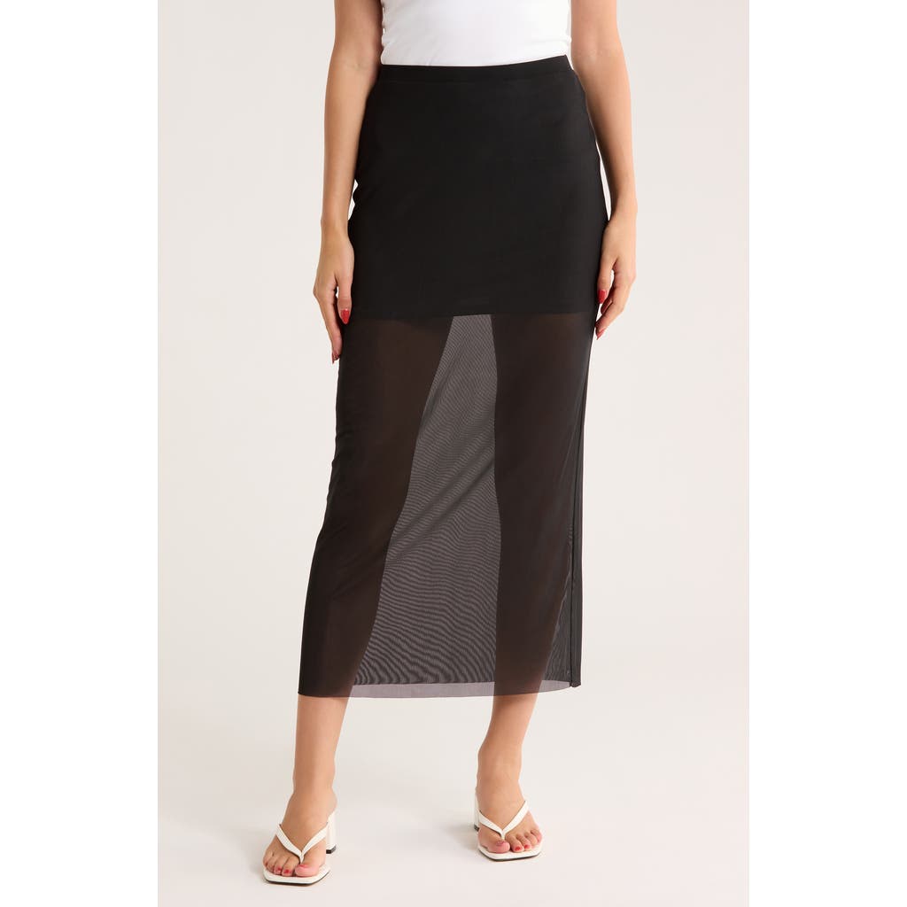 Leith Mesh Midi Skirt In Black