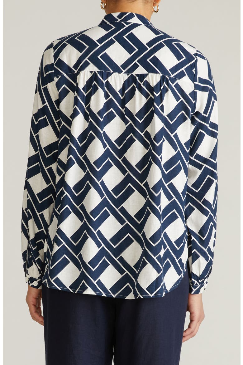 Aix Linen Blend Button-Up Shirt, Alternate, color, GEOMETRICA PRINT