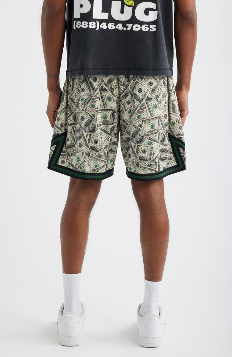 MARKET Money Arc Perforated Game Shorts, Alternate, color, Green Multi