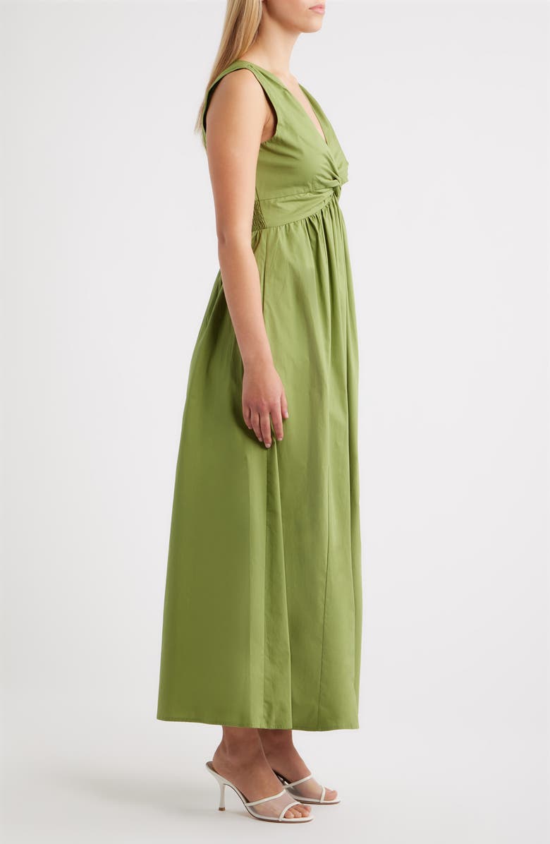 CeCe Twist Front Sleeveless Poplin Midi Dress, Alternate, color, Baha Palm