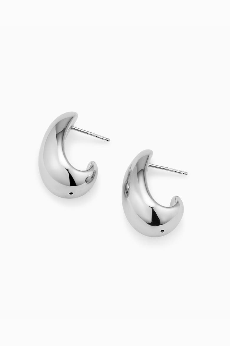 Sterling Silver Contour Drop Earrings, Alternate, color, Silver