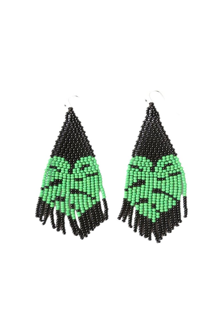 Black Monstera Earrings, Main, color, Black