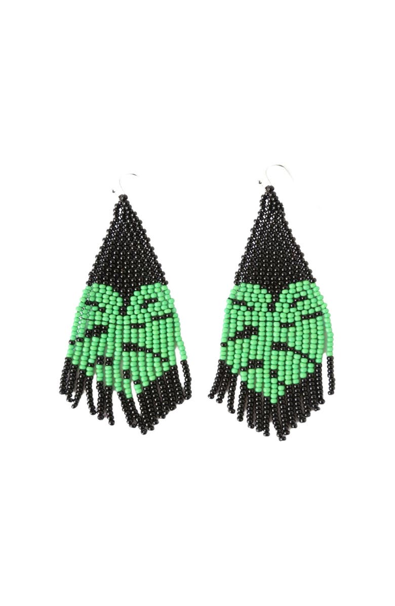 Fosterie Black Monstera Earrings, Main, color, Black