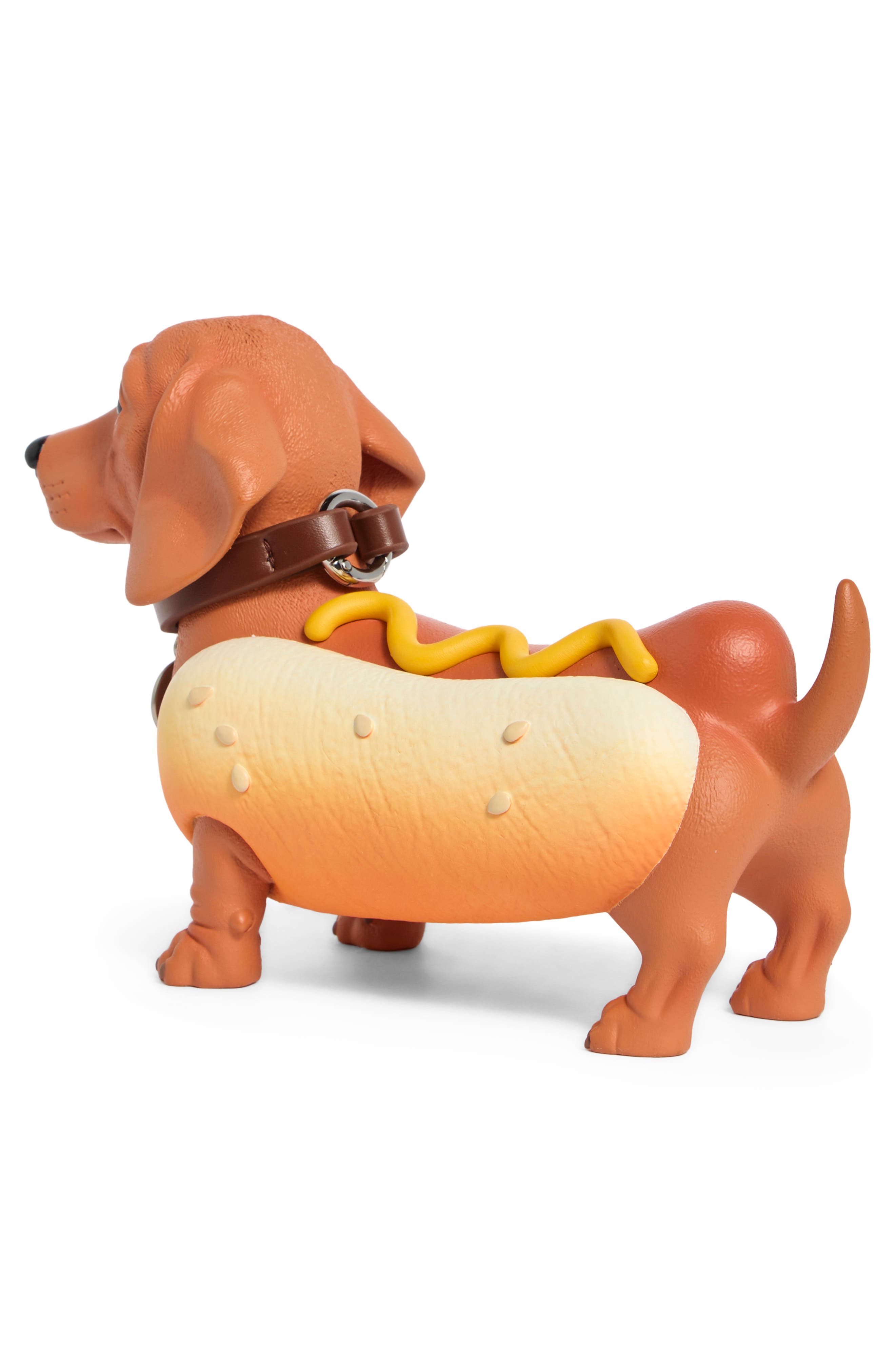 Dachshund Hot Dog Clutch, Main, color, BROWN/ YELLOW