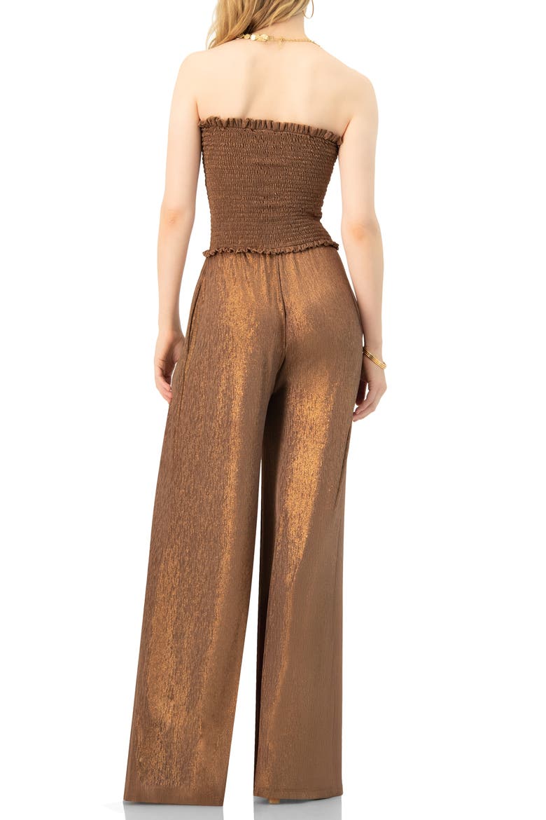 Strapless Wide-Leg Jumpsuit, Alternate, color, Copper