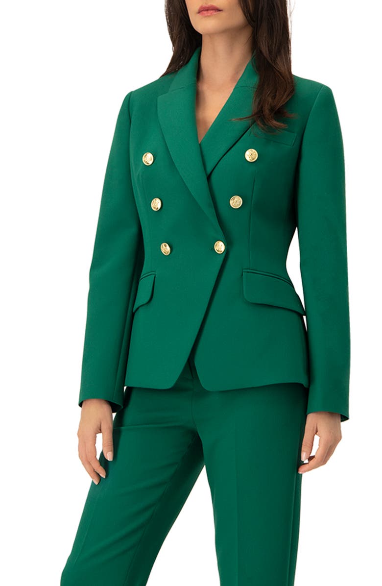 IVONNE Double-Breasted Blazer with Buttons, Alternate, color, Green