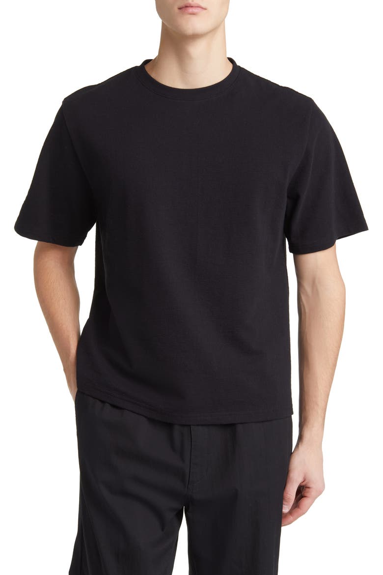 Dean Boxy Textured Organic Cotton T-Shirt, Main, color, BLACK