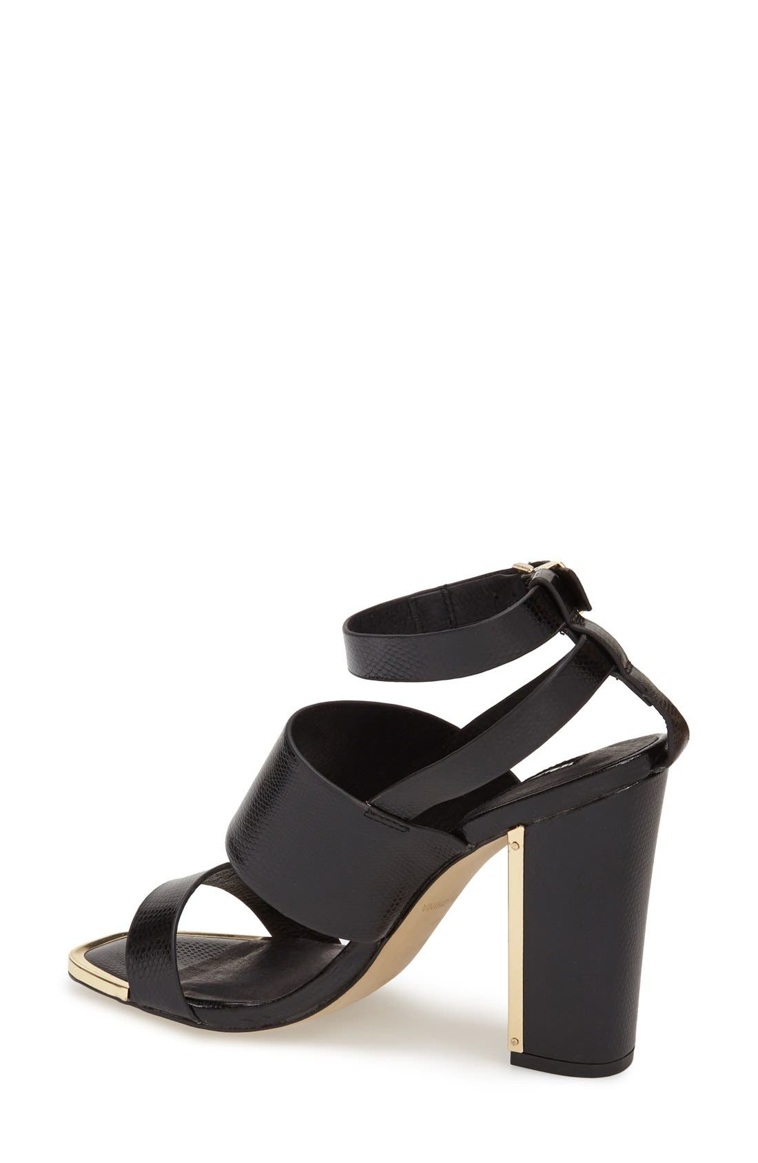 'Riot' Lizard Embossed Ankle Strap Sandals, Alternate, color, BLACK