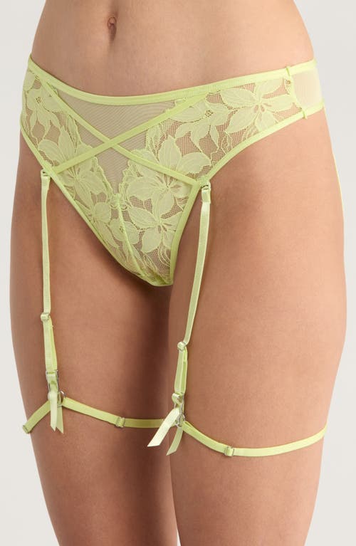 Hunkemoller Hunkemöller Ingrid High Waist Mesh & Lace Panties With Garter Straps In Green