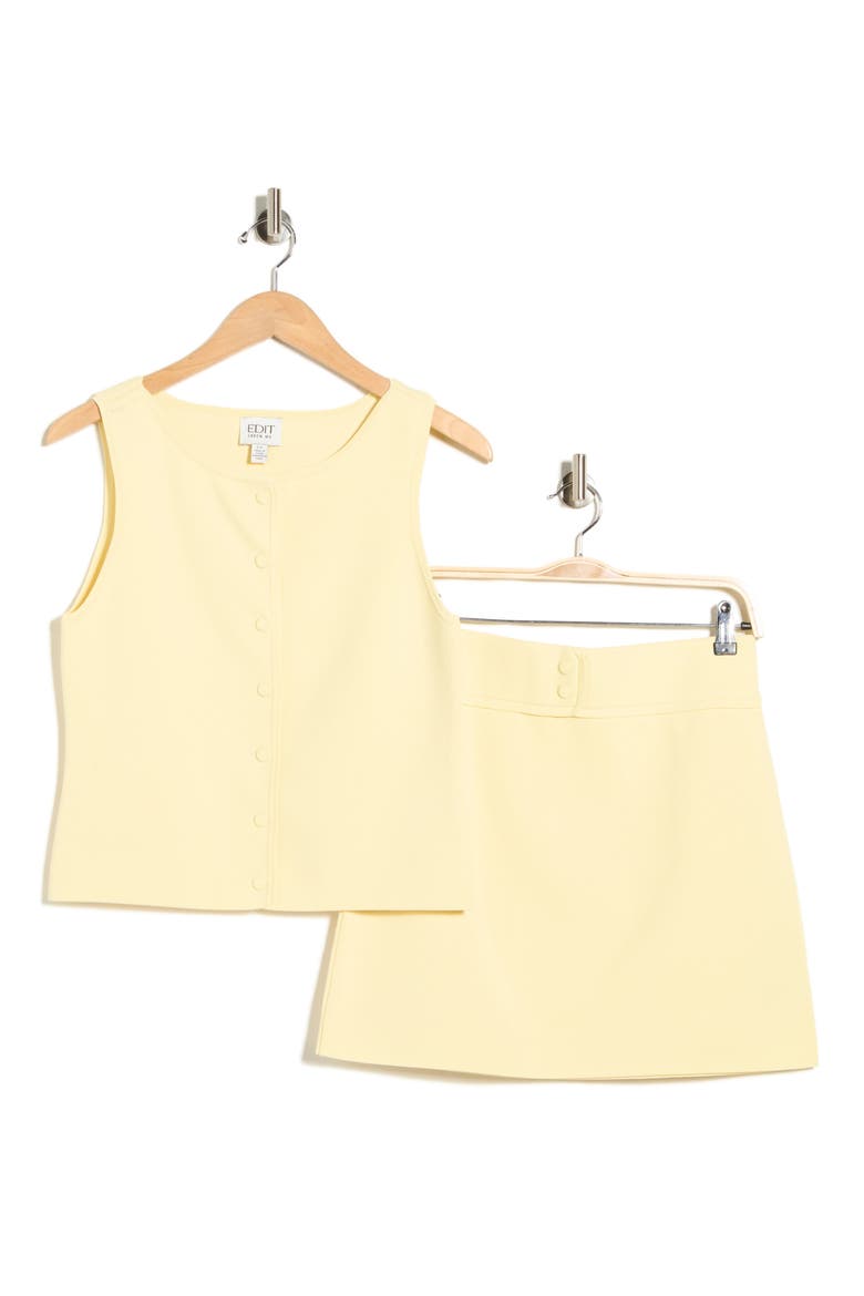 Buttoned Tank & Miniskirt Set, Alternate, color, BUTTERCUP