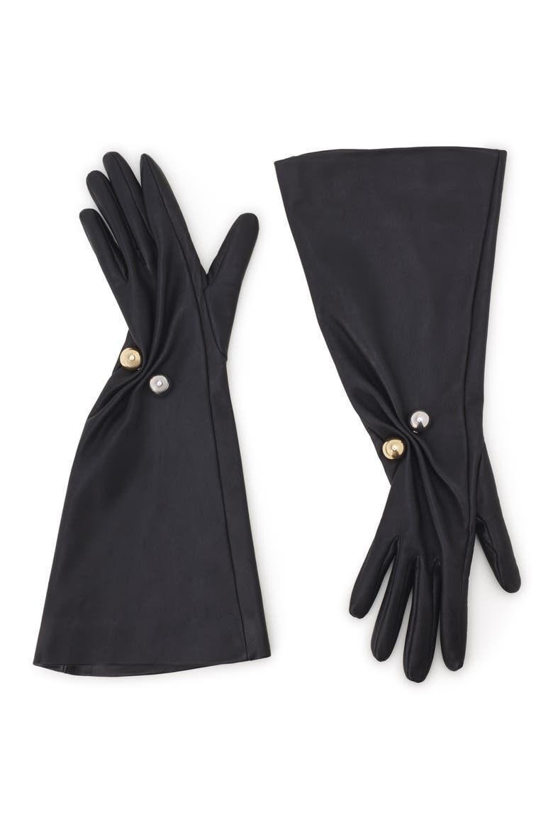Ondine Leather Gloves, Main, color, Black