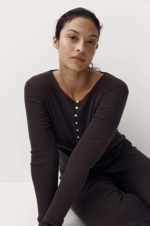 Ribbed Henley Top