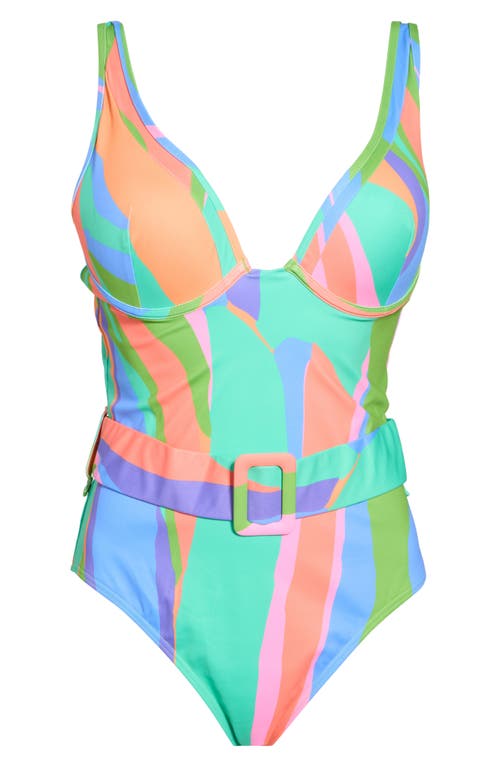 Hutch Underwire Belted One-piece Swimsuit In Multi