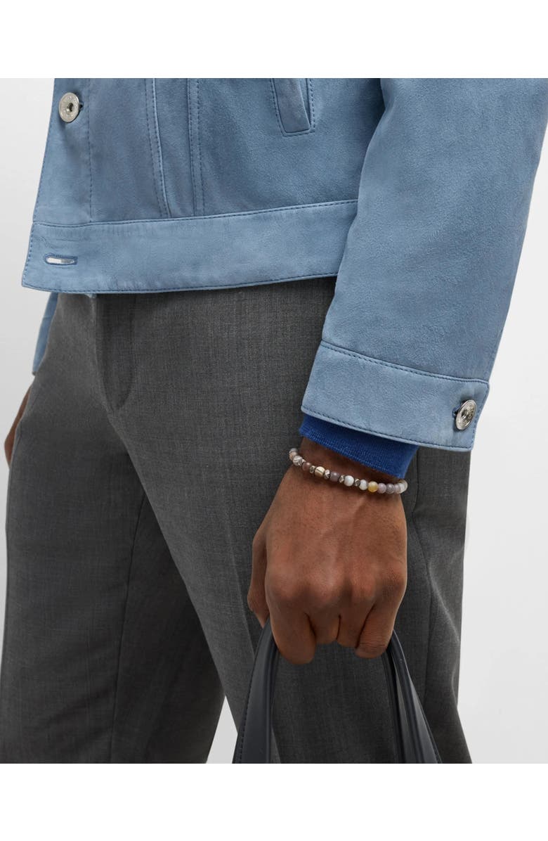 Jan Leslie 6mm Matte Agate Bead With Burnished Silver Bead, Alternate, color, Grey