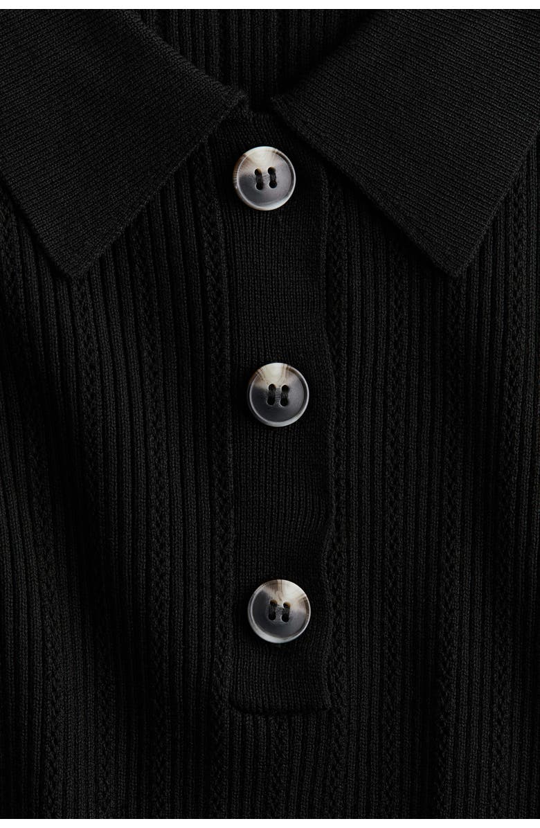 H&M Pointelle-knit Top, Alternate, color, Black