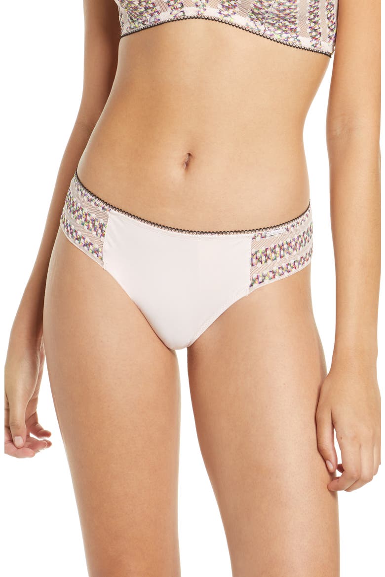 Stripe Lace Thong, Main, color, NYMPHS THIGH