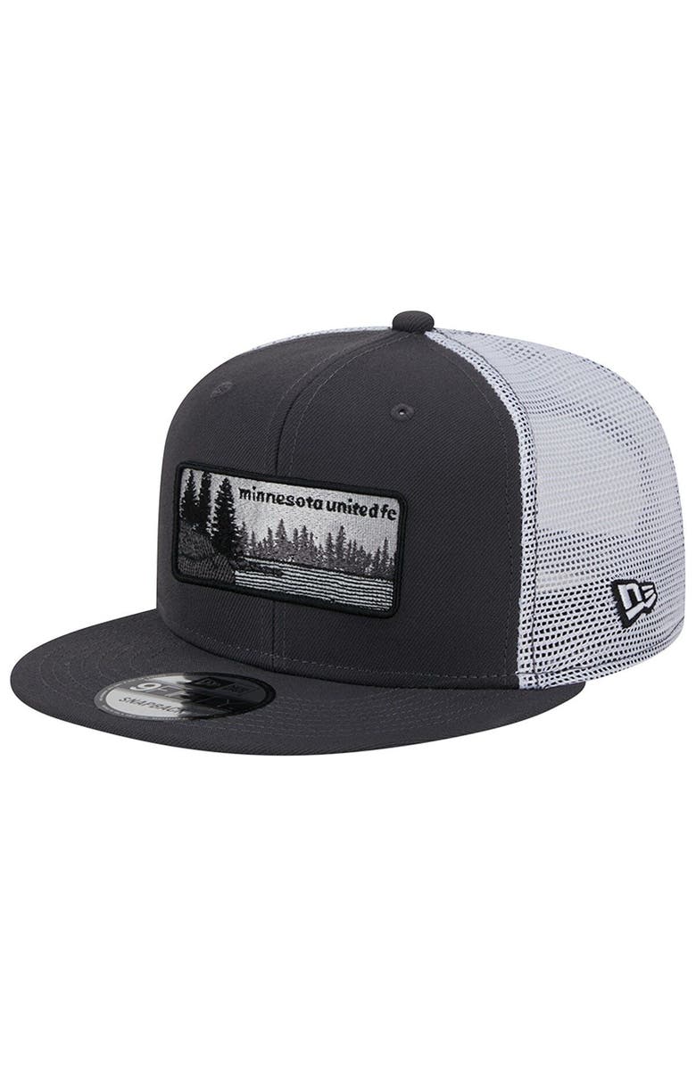 New Era Men's New Era Black/White Minnesota United FC Outdoor Trucker 9FIFTY Snapback Hat, Main, color, 