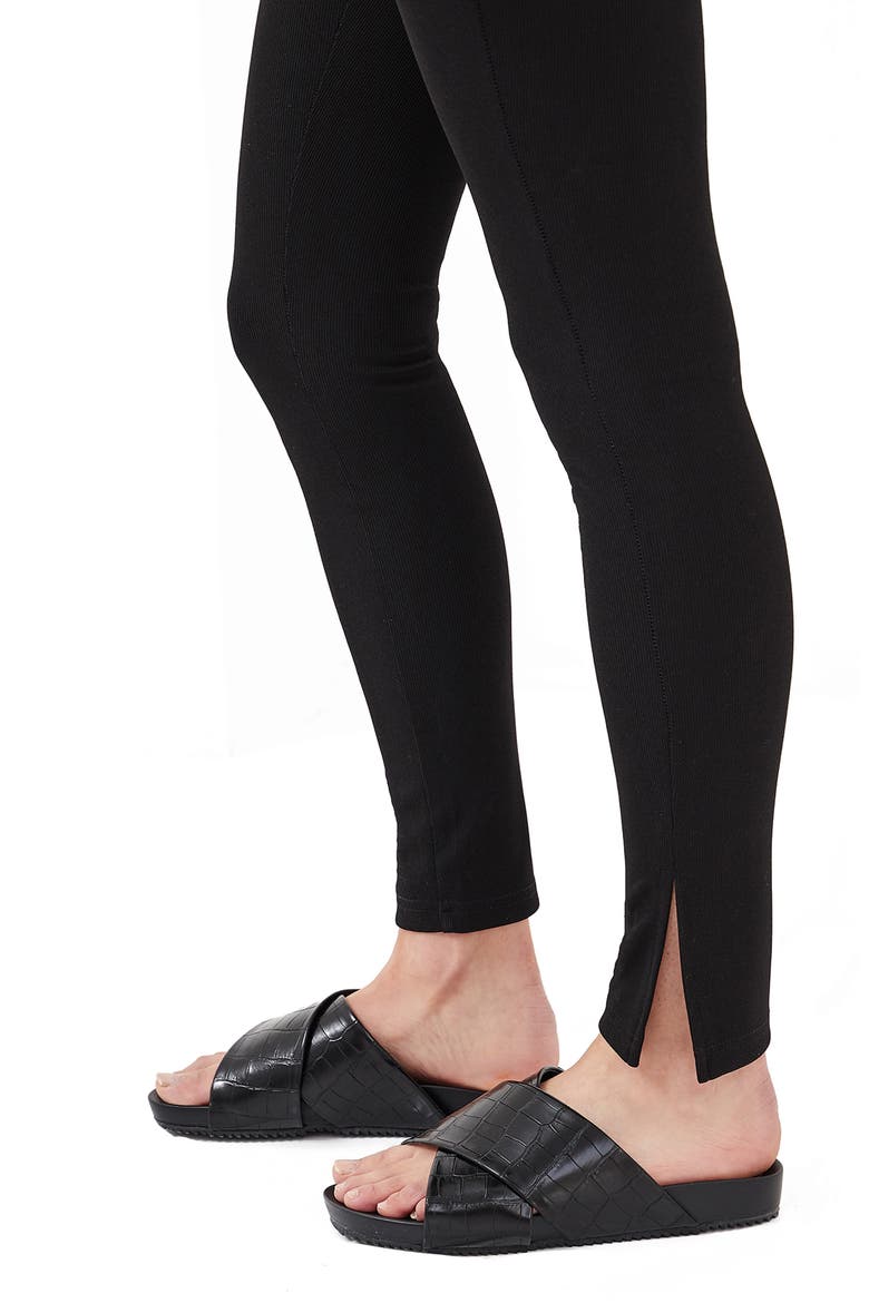 Annoushka Side Slit Leggings, Alternate, color, BLACK RIB JERSEY